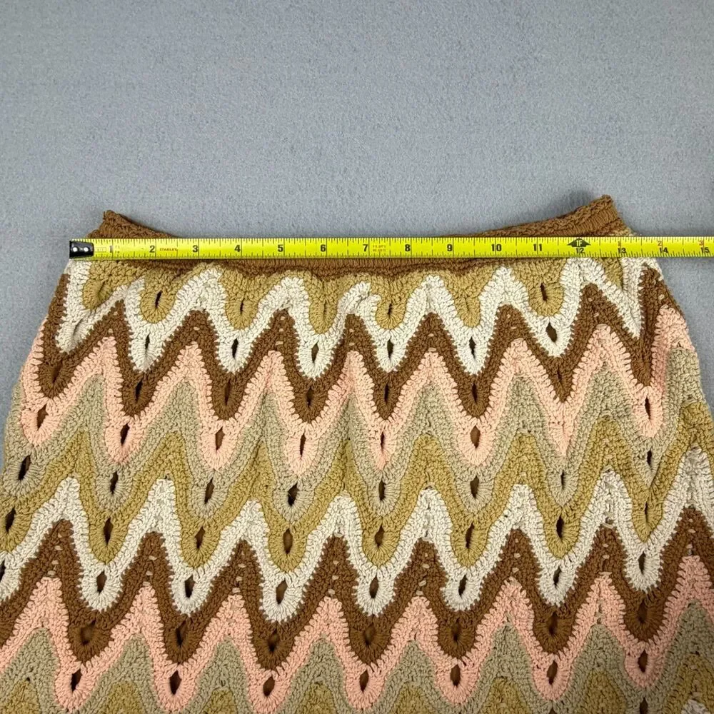 Free People Crochet Knit Mini Skirt Womens Small Boho Fairy Festival Lined